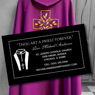 Carte De Visite Citation de l'Écriture Noire du prêtre catholique