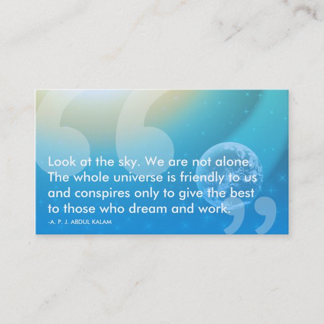 Carte De Visite Citation de succès d'APJ Abdul Kalam (Devant)