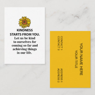 Carte De Visite Citation Inspiration Kindness Sunflower