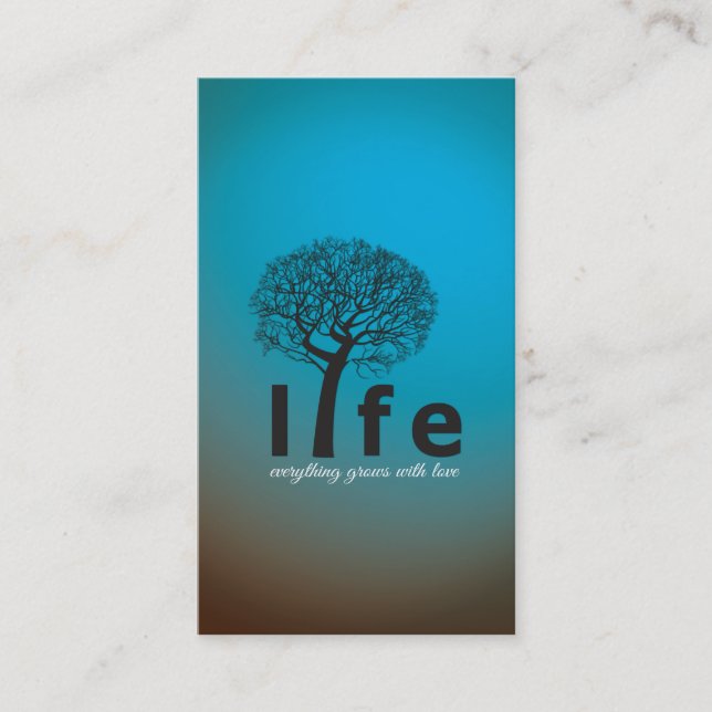 Carte De Visite Citation inspirée turquoise d'arbre de la vie (Devant)
