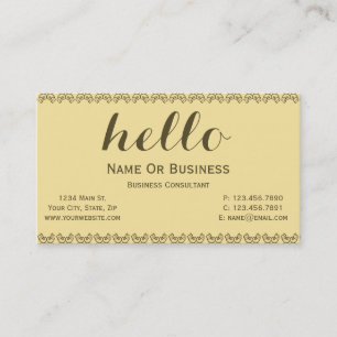Carte De Visite Citron jaune avec Brown doré HELLO Texte