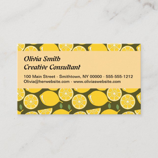 Carte De Visite Citron Jaune Moderne Amusant mignon (Devant)