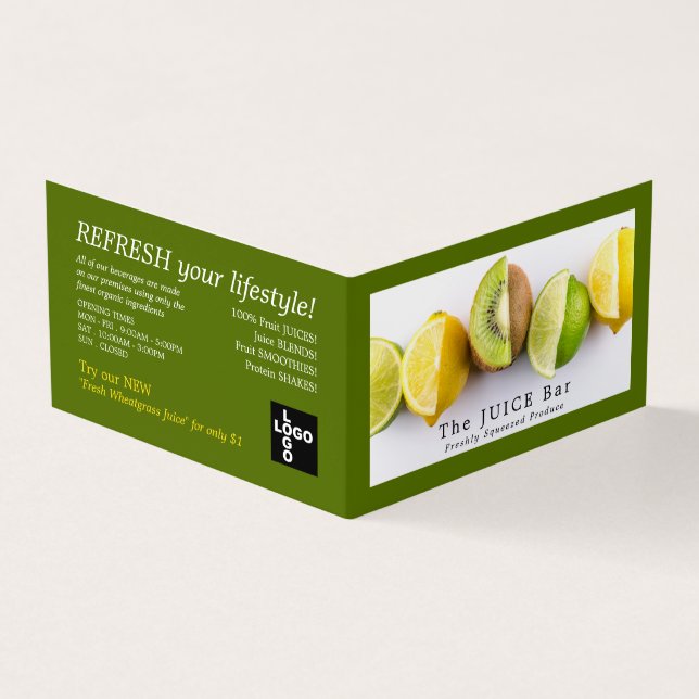 Carte De Visite Citron, Lime & Kiwi, Bar à Jus, Détail (Extérieur)