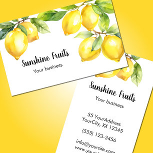 Carte De Visite Citrons jaune vert aquarelle fruit
