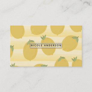 Carte De Visite Citrons Jaunes Été Fruit Aquarelle Amusant Clair