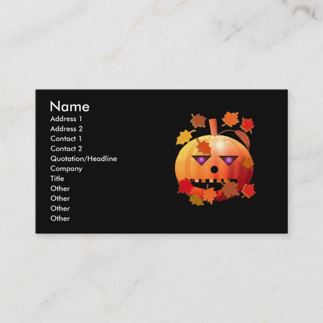 Carte De Visite Citrouille fou de Halloween (Devant)
