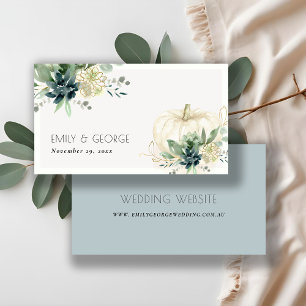 Carte De Visite Citrouille Succulent Dusky Blue Site Web du Mariag
