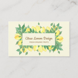 Carte De Visite Citrus Citron Fruit frais crème à la vanille beige