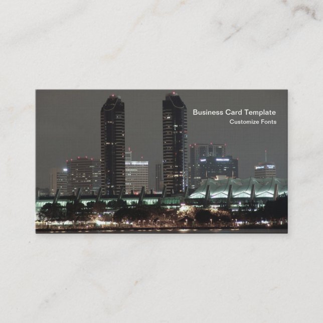Carte De Visite City Harbour Night San Diego Convention Center (Devant)