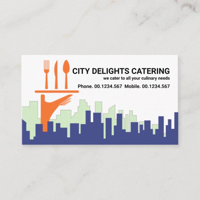 Carte De Visite City Skyline Waiter Servant La Restauration À La M (Devant)
