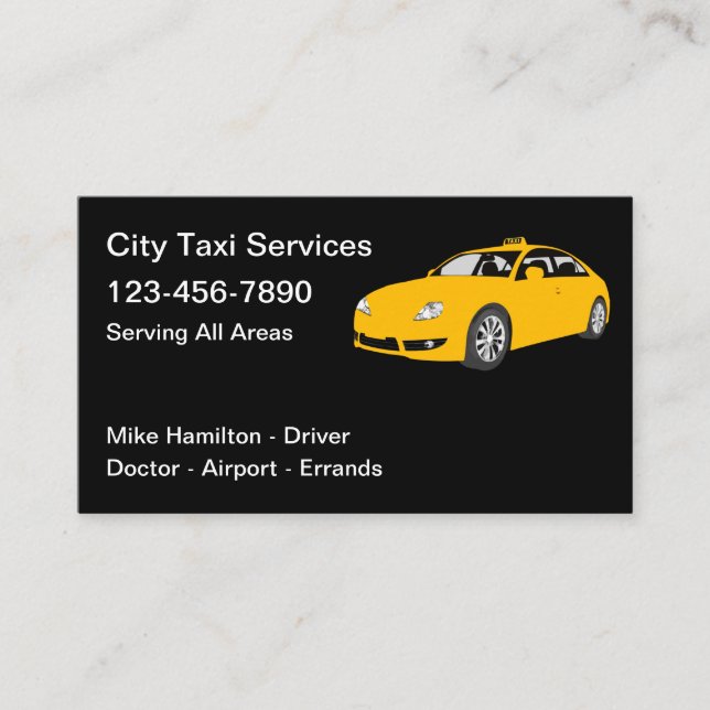 Carte De Visite City Taxi Services Cab Driver (Devant)