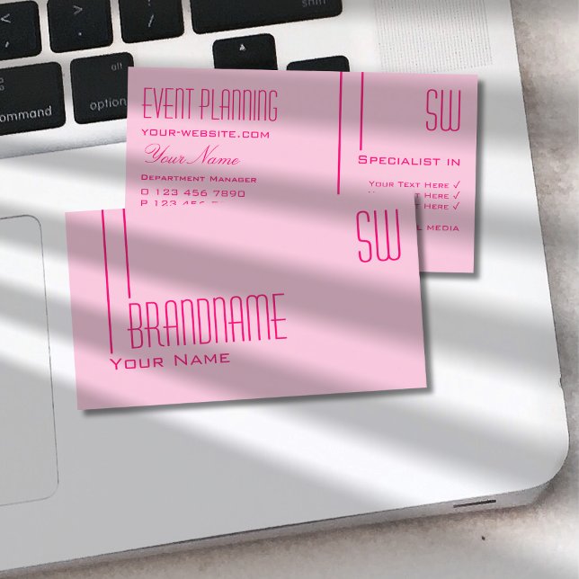 Carte De Visite Clair Bébé rose avec Initiales Professionnel (Créateur téléchargé)