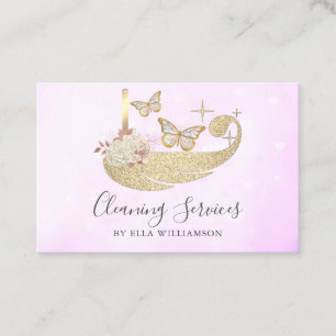 Carte De Visite Clair Purple Floral Butterfly Nettoyant ménager