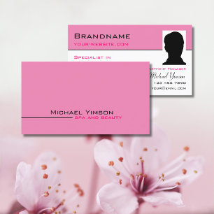 Carte De Visite Clair rose et blanc chic avec Photo Professional