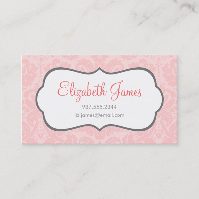 Carte De Visite Clair rose Vintage Damas (Devant)