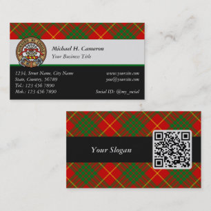 Carte De Visite Clan Cameron Crest sur Tartan