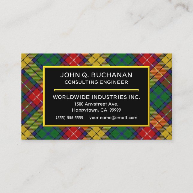Carte De Visite Clan écossais Buchanan Tartan Plaid (Devant)