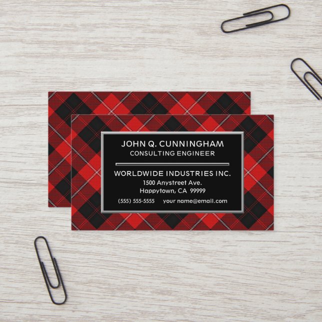 Carte De Visite Clan écossais Cunningham Tartan Plaid (Devant/Arrière en situation)
