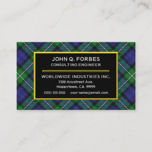 Carte De Visite Clan écossais Forbes Tartan Plaid