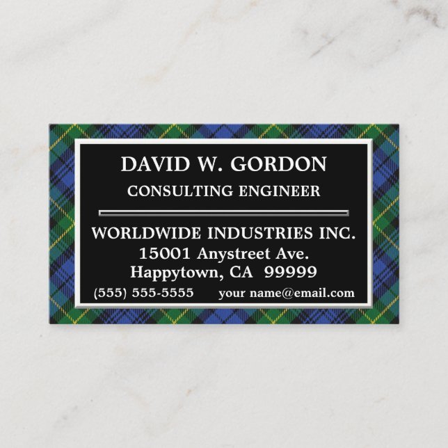 Carte De Visite Clan écossais Gordon Tartan Plaid (Devant)