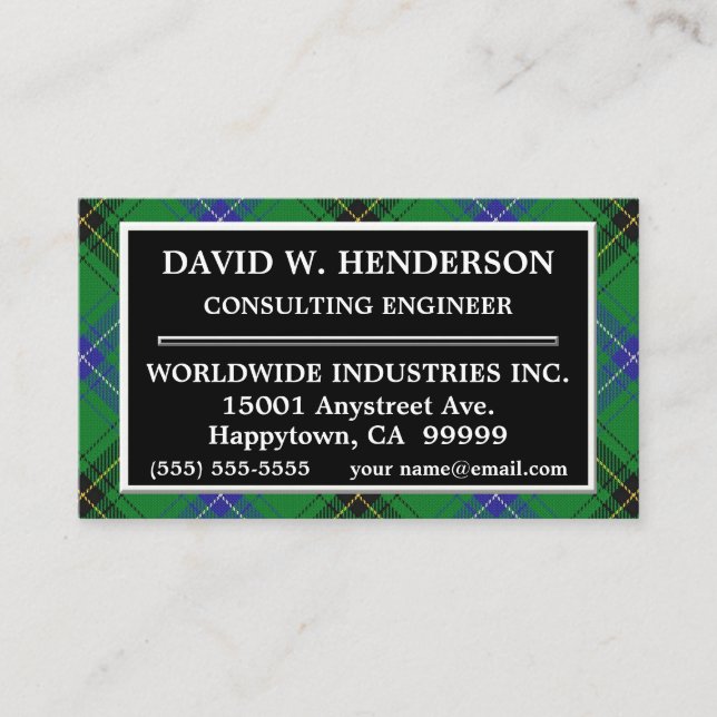 Carte De Visite Clan écossais Henderson Tartan Plaid (Devant)