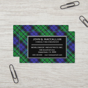 Carte De Visite Clan écossais MacCallum Tartan Plaid