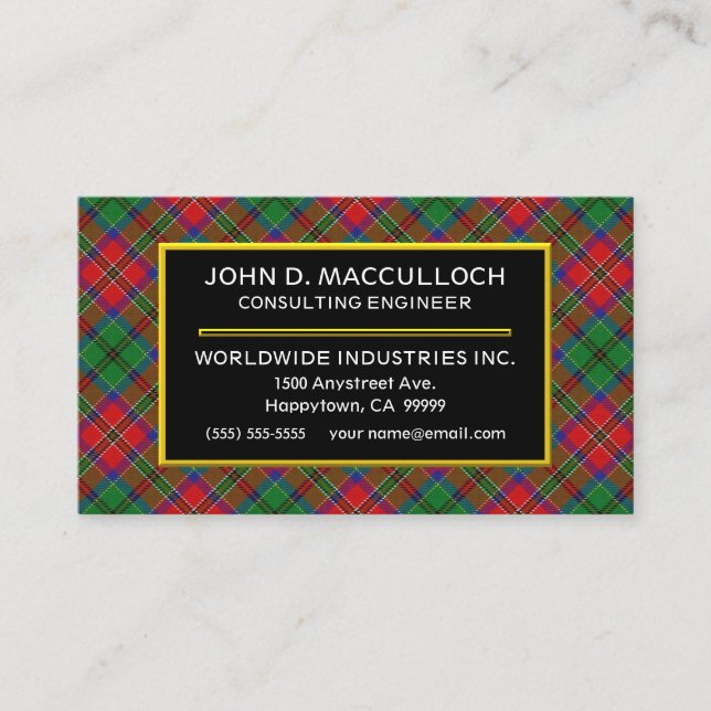 Carte De Visite Clan écossais MacCulloch Tartan Plaid (Devant)