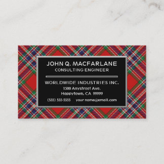 Carte De Visite Clan écossais MacFarlane Tartan Plaid