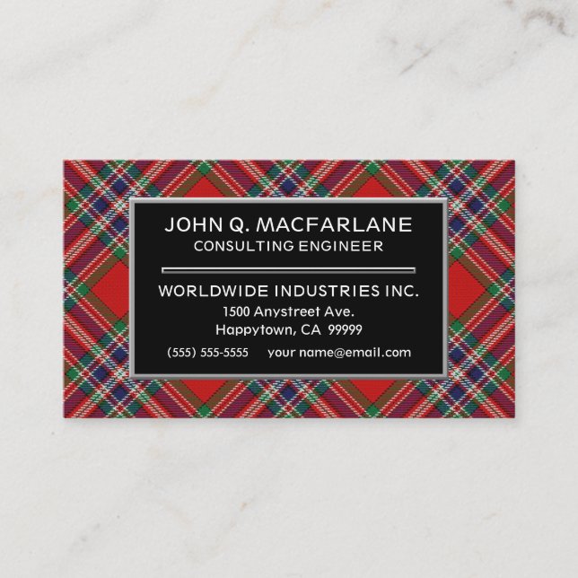 Carte De Visite Clan écossais MacFarlane Tartan Plaid (Devant)