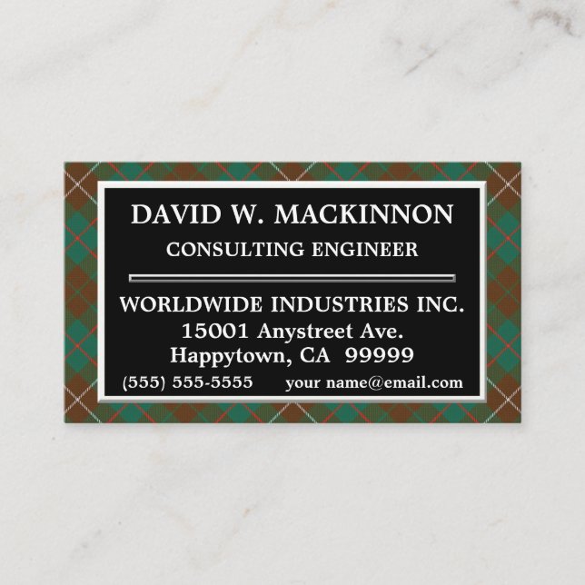 Carte De Visite Clan écossais MacKinnon Chasse Tartan Plaid (Devant)
