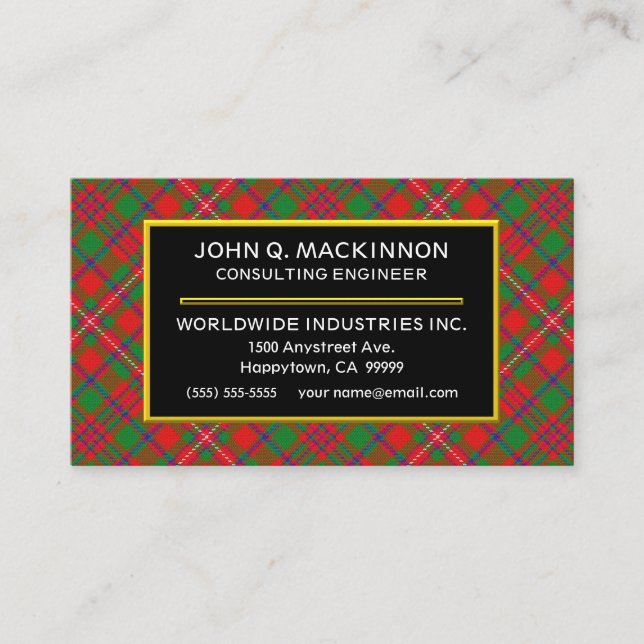 Carte De Visite Clan écossais MacKinnon Tartan Plaid (Devant)