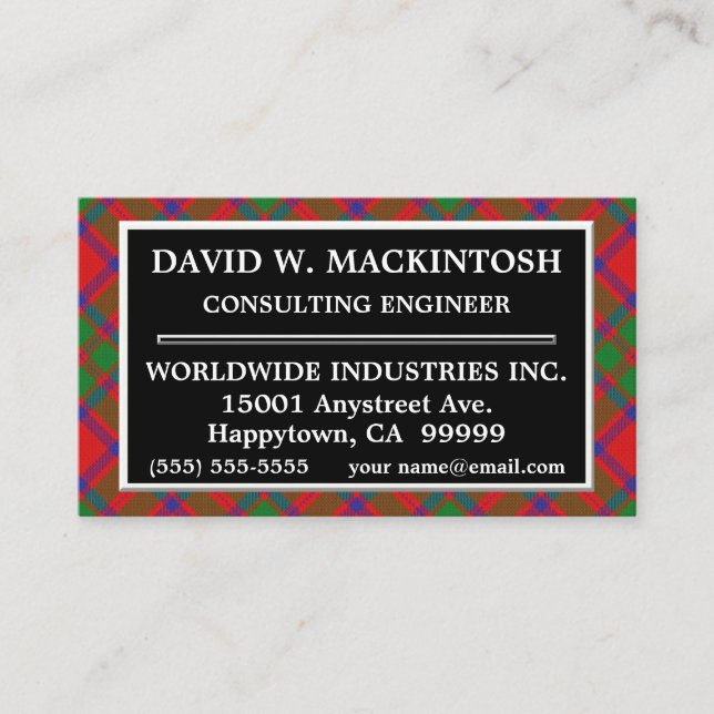 Carte De Visite Clan écossais MacKintosh Tartan Plaid (Devant)