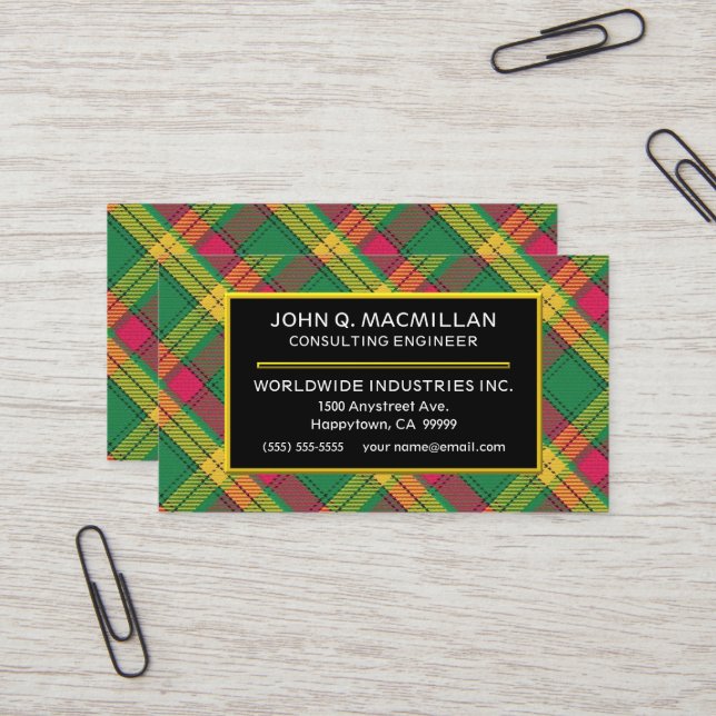 Carte De Visite Clan écossais MacMillan Tartan Plaid (Devant/Arrière en situation)