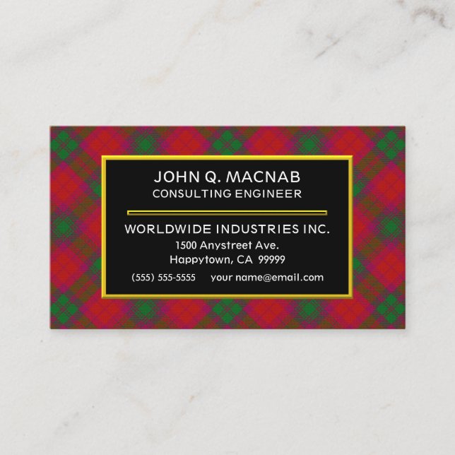 Carte De Visite Clan écossais MacNab Tartan Plaid (Devant)