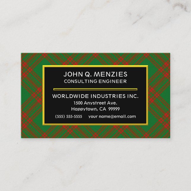 Carte De Visite Clan écossais Menzies Tartan Plaid (Devant)