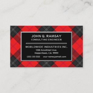 Carte De Visite Clan écossais Ramsay Red Tartan Plaid