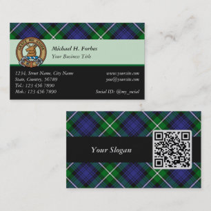 Carte De Visite Clan Forbes Crest sur Tartan