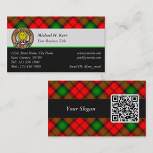 Carte De Visite Clan Kerr Crest sur Tartan