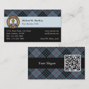 Carte De Visite Clan MacKay Crest sur Blue Tartan