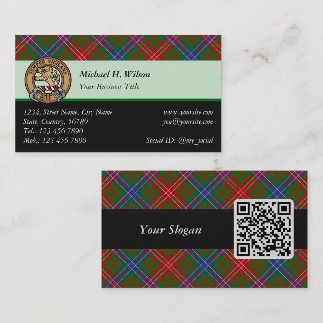 Carte De Visite Clan Wilson Modern Tartan (Devant / Derrière)