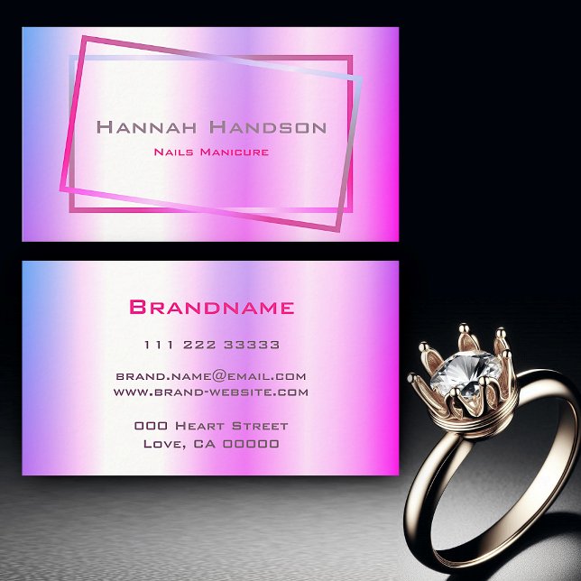 Carte De Visite Clashy rose violet Holographique Design Nails tend (Créateur téléchargé)