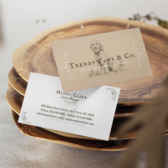 Carte De Visite Classé Boutique Style Animaux Salon Goldendoodle C (Créateur téléchargé)