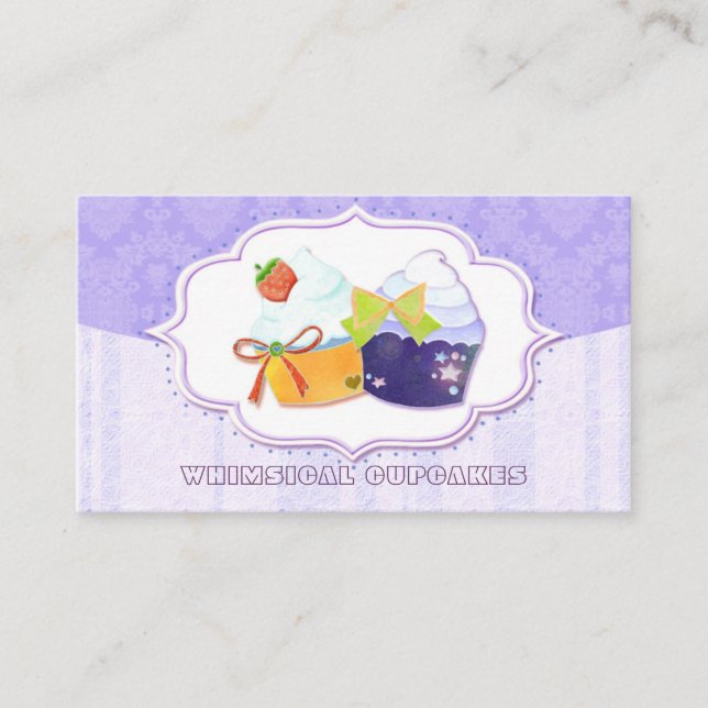 Carte De Visite Classé Cupcake Store Damask (Devant)