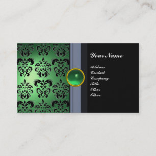 Carte De Visite CLASSÉ DAMASK GEM MONOGRAM noir vert