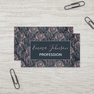 Carte De Visite Classé Rose Gold Dreamcatcher Grey Motif