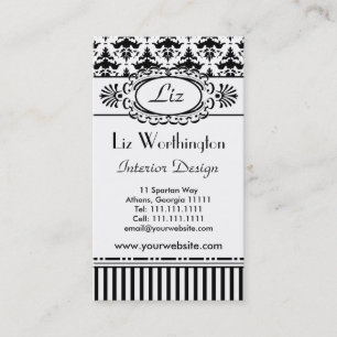 Carte De Visite Classic Retro rose et noir Paris chic