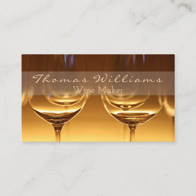 Carte De Visite Classic Script Gold Verres de vinification vinific (Devant)