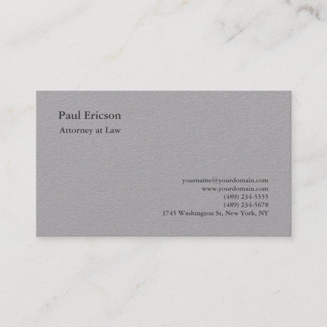 Carte De Visite Classical Elegant Plain Professional Premium Grey (Devant)