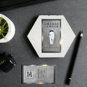 Carte De Visite Classique Pince à cheveux et ciseaux Code QR