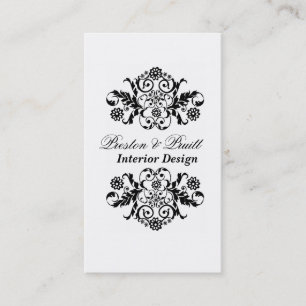 Carte De Visite Classique Royal Damask Black White Professional
